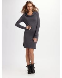 James Perse | Gray Funnel Neck Sweater Dress | Lyst