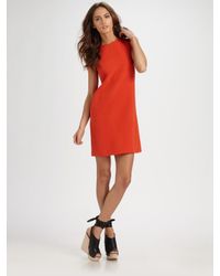 Vince | Orange Silk Georgette Shift Dress | Lyst