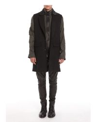 Alexander Wang | Black Brushed Felt Long Vest with Leather Shoulder Seams for Men | Lyst