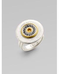 Gurhan | Metallic Sterling Silver, 24k Yellow Gold & Black Diamond Ring | Lyst