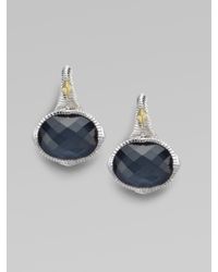 Judith Ripka | Metallic Blue Quartz & Hematite Doublet Oval Stone Earrings | Lyst