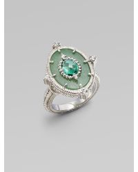Judith Ripka | White Sapphire, Green Quartz & Sterling Silver Ring | Lyst