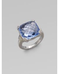 Judith Ripka | Metallic La Petite Blue Quartz & Sterling Silver Cushion Cocktail Ring | Lyst