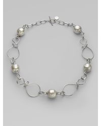 Majorica | Metallic Pearl & Sterling Silver Necklace | Lyst