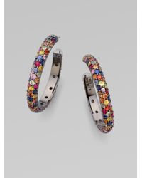 M.c.l Matthew Campbell Laurenza | Multicolor Multi-colored Sapphire Pavé Hoop Earring | Lyst
