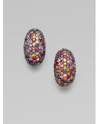 M.c.l Matthew Campbell Laurenza | Multicolor Multi-colored Sapphire Pavé Oval Earring | Lyst