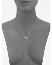 Roberto Coin | Diamond & 18k White Gold Horseshoe Necklace | Lyst