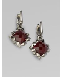 Stephen Webster | Metallic Raspberry Quartz & Darkened Sterling Silver Square Earrings | Lyst