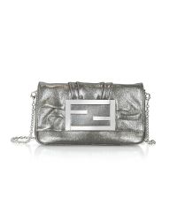 Fendi - Metallic Mia - Laminated Leather Small Baguette Bag W/chain Strap - Lyst