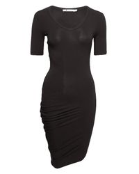 T By Alexander Wang | Black Ruched T Dress | Lyst