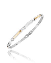 Zoppini | Metallic Diamond Perforated Stainless Steel Bangle Bracelet for Men | Lyst