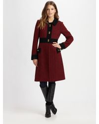 MILLY | Black Chevron Wool Luggage-lock Camille Coat | Lyst