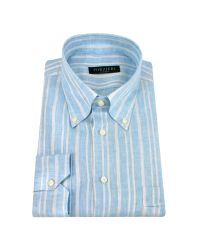 FORZIERI - Light Blue Striped Linen Italian Button Down Dress Shirt for Men - Lyst