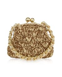 FORZIERI | Metallic Woven Straw & Leather Clutch Bag W/Chain Strap | Lyst