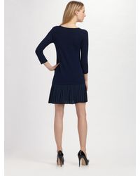 Shoshanna | Blue Wool and Silk Dress | Lyst