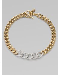 Michael Kors | Metallic Chunky Embellished Two-tone Chain Link Necklace | Lyst