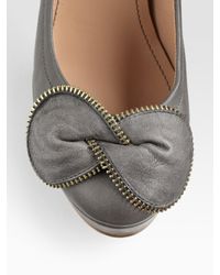 See By Chloé | Gray Zip Bow Trim Pump | Lyst