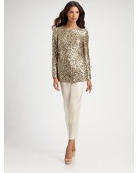 St. John | Metallic Sequined Top | Lyst