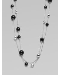 Georg Jensen | Sphere Long Black Agate & Sterling Silver Station Necklace | Lyst