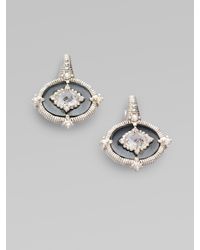 Judith Ripka | Metallic Hematite, White Sapphire, Crystal & Sterling Silver Earrings | Lyst