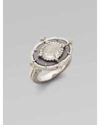 Judith Ripka | Metallic Hematite, White Sapphire, Crystal & Sterling Silver Ring | Lyst