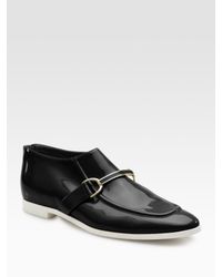 Stella McCartney | Black Morgana Faux Patent Leather Buckle Loafers | Lyst