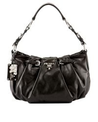 Prada | Black Soft Calf Buckle Hobo | Lyst