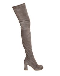 Alberta Ferretti | Gray 75mm Stretch Suede Cuissard Boots | Lyst