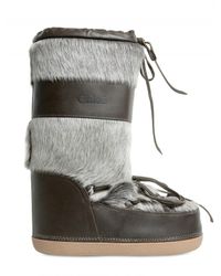 Chloé | Gray Calf Fur Moon Boot Boots | Lyst