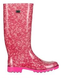 Dolce & Gabbana | Pink Rubber Lace Boots | Lyst