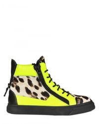 Giuseppe Zanotti | Multicolor Ponyskin Leopard Print High Top Sneakers | Lyst