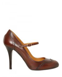 Ralph Lauren | Brown 100mm Pam Burnished Calfskin Pumps | Lyst