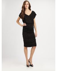 Alice + Olivia | Black Mid-length Ruched Dress | Lyst