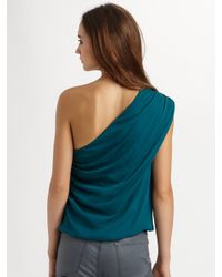 Alice + Olivia | Blue Roxy One-shoulder Drape Top | Lyst