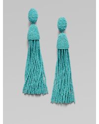 Oscar de la Renta | Blue Hematite Seed Beaded Fringe Earrings | Lyst