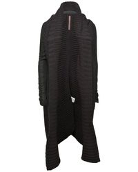 Rick Owens | Black Leather-sleeve Sweater Coat | Lyst