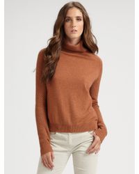 Theory | Brown Adalbert Semi-sheer Turtleneck Sweater | Lyst