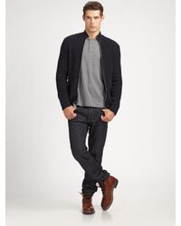 Vince | Black Wool Zip-up Sweater for Men | Lyst