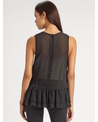 Theory | Black Karady Printed Silk-rich Ruffle Top | Lyst
