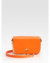 Tory Burch | Orange Robinson Mini Patent Leather Shoulder Bag | Lyst