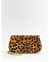 Tory Burch | Brown Ainsley Logo Patent Leather Convertible Clutch | Lyst