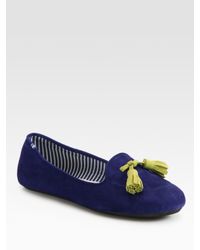 Charles Philip | Blue Sylvie Suede Tassel Loafers | Lyst