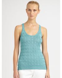 Ralph Lauren Black Label | Blue Silk Cable-knit Tank | Lyst