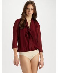 Tibi | Red Silk Bodysuit | Lyst