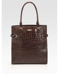 Kate Spade | Brown Jasper Croc-embossed Leather Tote Bag | Lyst