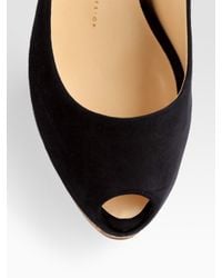 Giuseppe Zanotti | Blue Suede Slingback Peep Toe Platform Pumps | Lyst