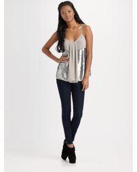 Joie | Gray Silvana Sequin-coated Silk Tank Top | Lyst