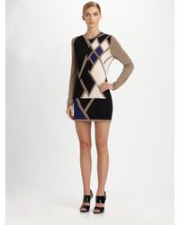 Pringle of Scotland | Black Graphic Argyle Cashmere Dress | Lyst