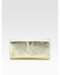 Saint Laurent | Ysl Large Metallic Clutch | Lyst