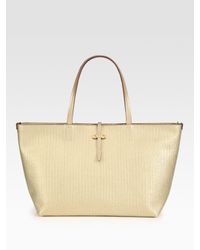 Ferragamo | Metallic Leather Tote Bag | Lyst